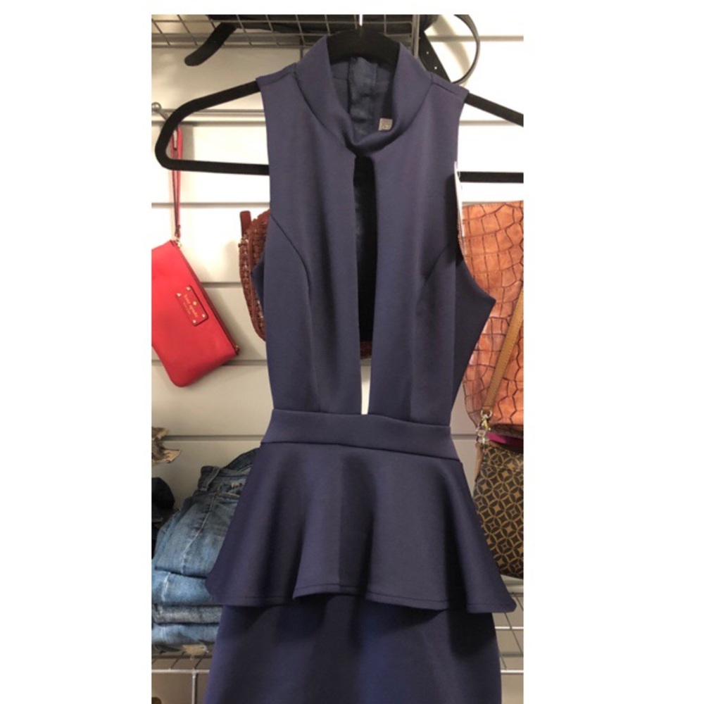 ASOS never worn navy dress with front plunge